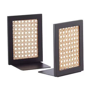 The Container Store® Artisan Rattan Cane Bookends Black Set of 2 | The Container Store