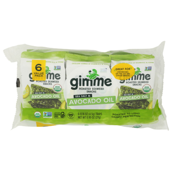 Gimme Health Foods Organic Sea Salt & Avocado Oil Seaweed 6 Pack | Instacart