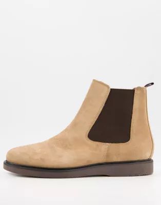 H by Hudson padley chelsea boots in beige suede | ASOS (Global)