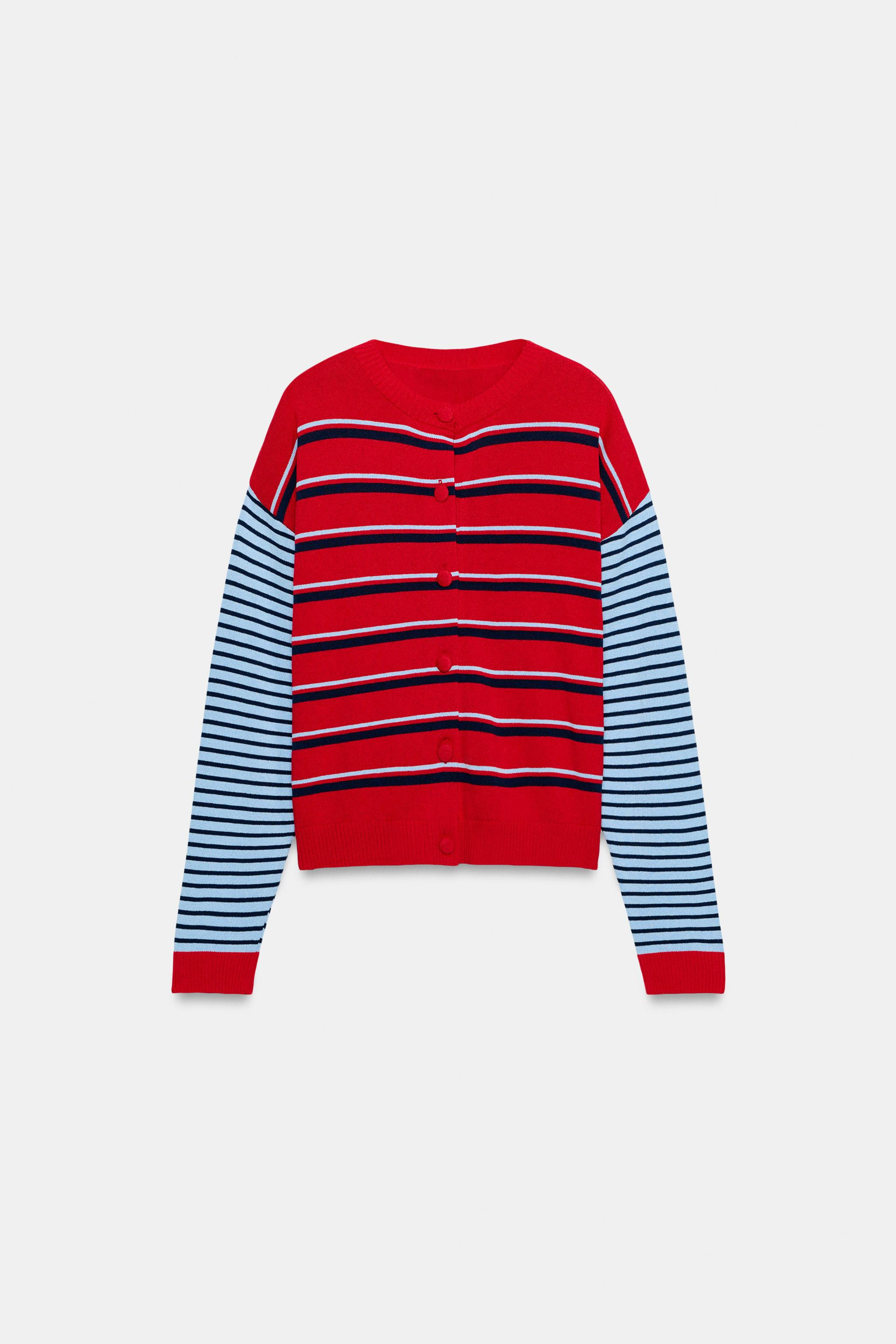 Round neck long sleeve jacket. Ribbed trim. Front button closure. | Zara US