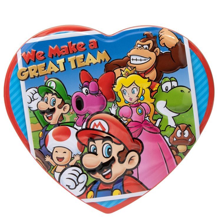 Super Mario Valentine's Heart Tin with Milk Chocolate - 3.6oz | Target