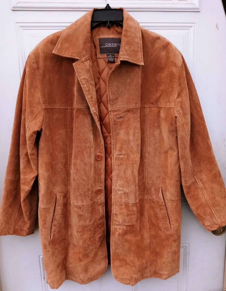 Cezani Suede Leather Coat Men Size M Brown Long Sleeve . Lined Inner Pockets.  | eBay | eBay US