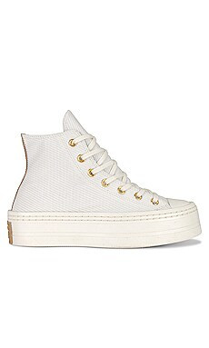 Converse Chuck Taylor All Star Modern Lift Sneaker in Egret, Trek Tan, & Gold from Revolve.com | Revolve Clothing (Global)