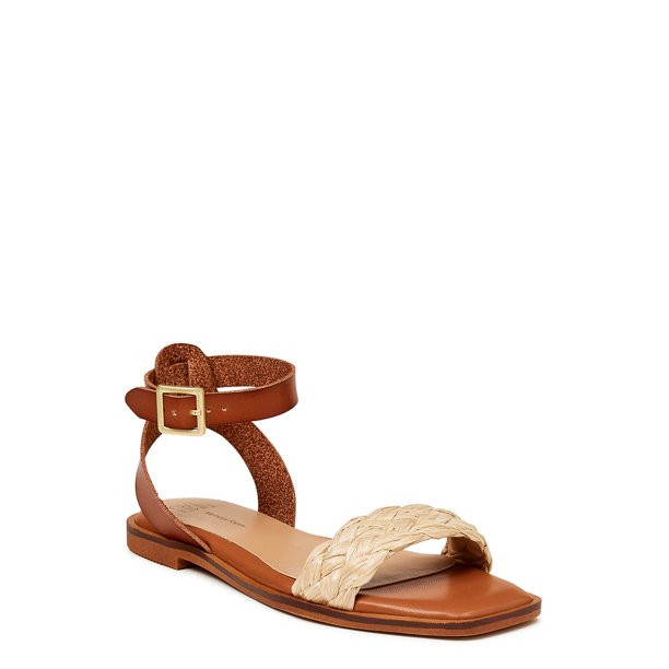 Time and Tru Women's Braided Ankle Strap Sandals - Walmart.com | Walmart (US)