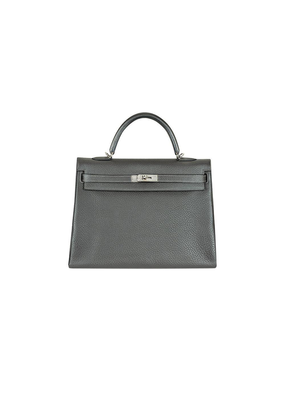 Graphite Veau grey Taurillon Clemence leather Kelly II 35 Retourne bag PHW | Italist.com US