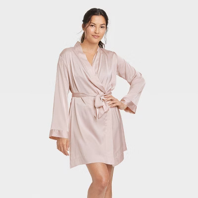 Women's Satin Short Robe - Stars Above™ Pink | Target