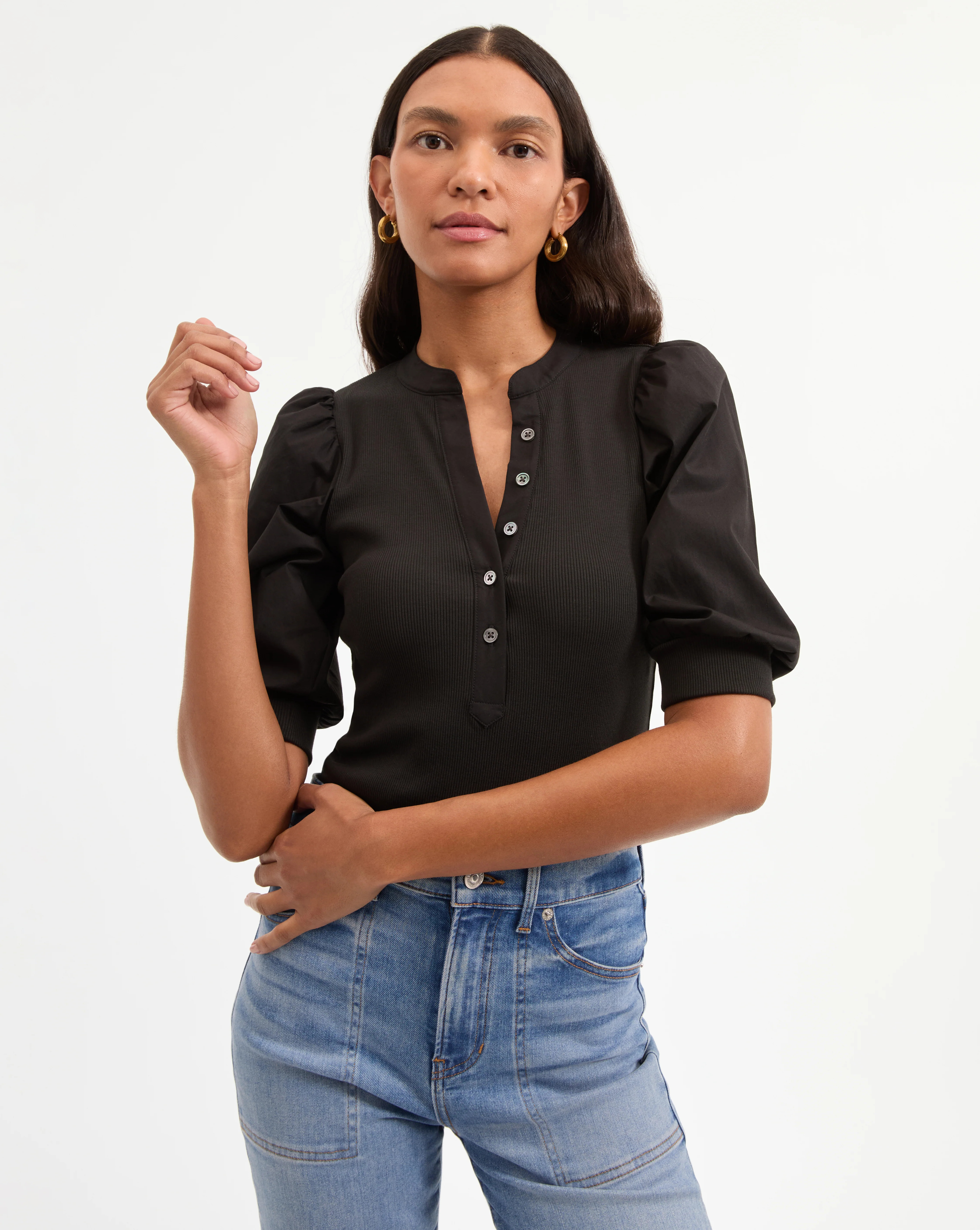 Coralee Puff-Sleeve Top | Veronica Beard