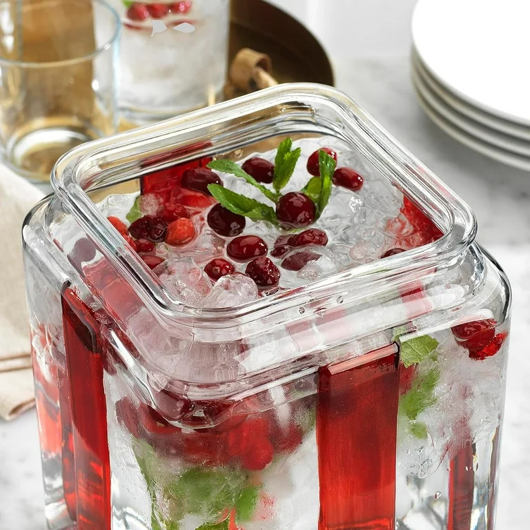 Glass Beverage Dispenser 1.5 Gallon Drink Dispenser with lid and Red Ribbon Bow Design for Christ... | Walmart (US)