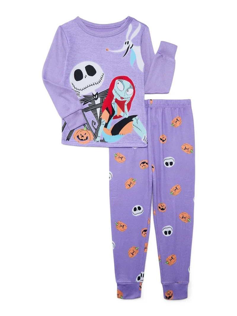 The Nightmare Before Christmas Girls Halloween Long Sleeve Top and Pants Pajama Set, 2-Piece, Siz... | Walmart (US)