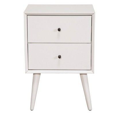 Alpine Furniture 966-W-02 Flynn Mid Century Modern Bedside Nightstand, White | Target