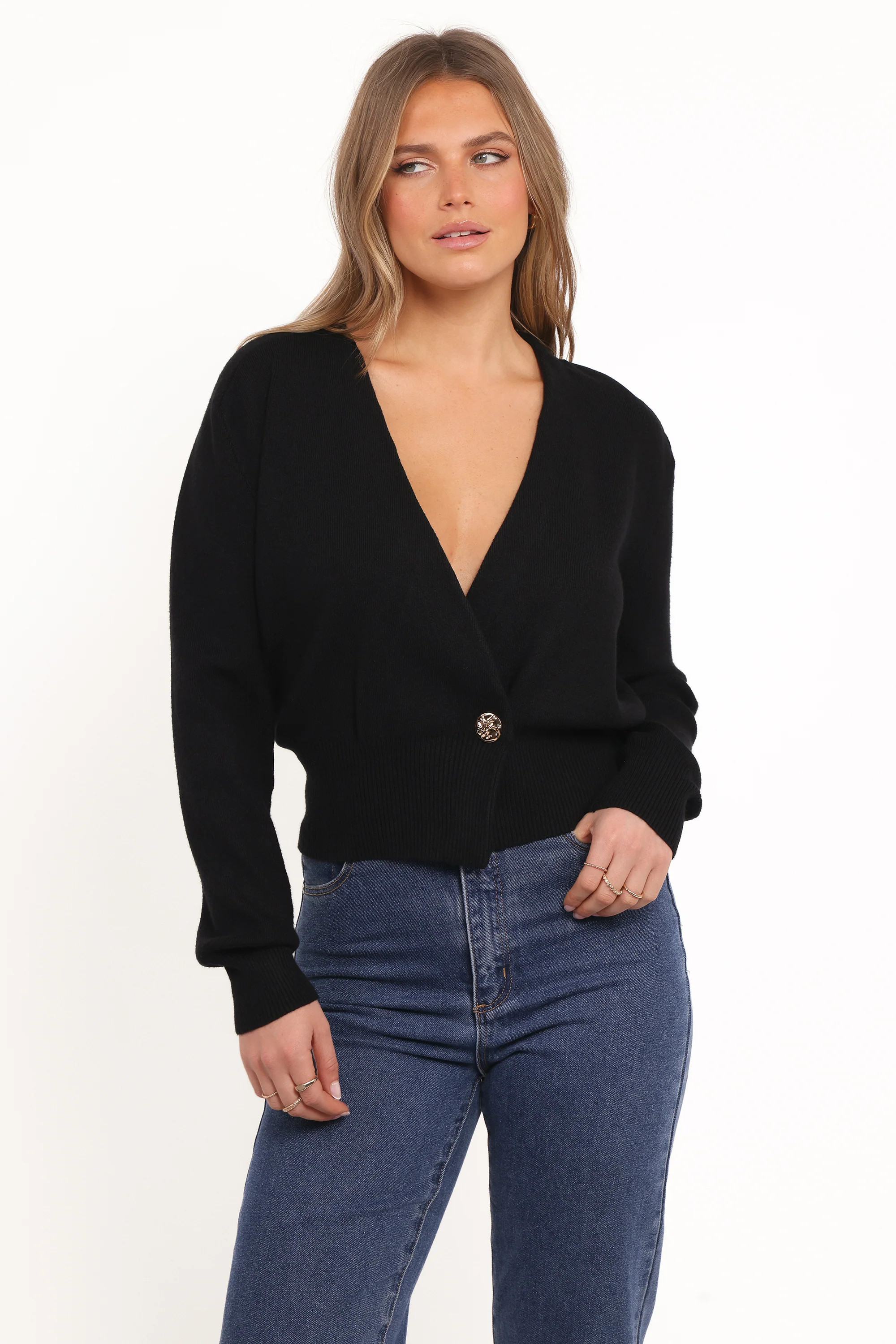 Caterina Button Cardigan - Black | Petal & Pup (US)