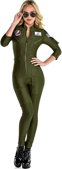 Amscan Women's Top Gun Maverick Flight Costume Set - Large (10-12), 1 Set - High-Quality Olive Gr... | Amazon (US)
