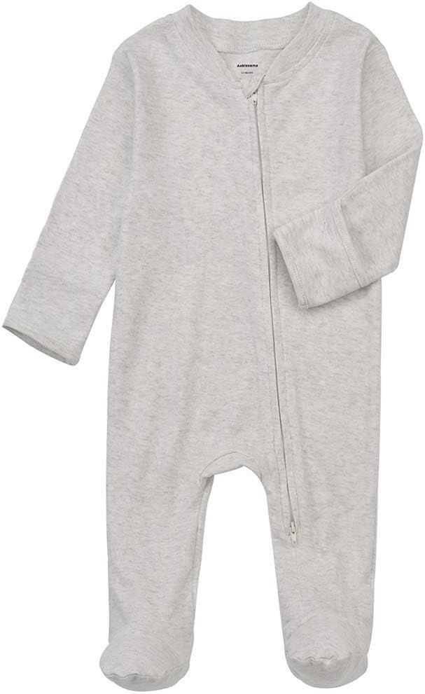 Aablexema Baby Footed Pajamas with Mitten Cuffs - Unisex Newborn Infant 2 Ways Zipper Cotton Foot... | Amazon (US)
