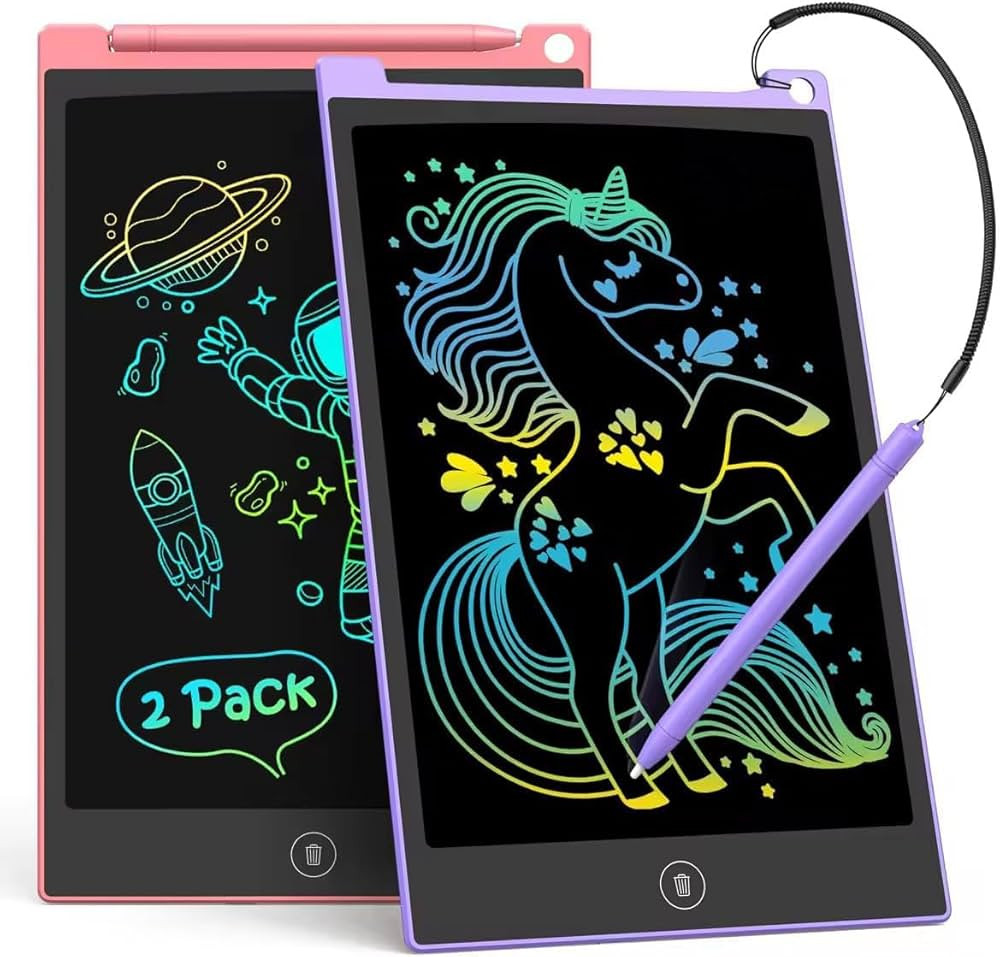 TECJOE 2 Pack 10 Inch LCD Writing Tablet, Colorful Doodle Board Electronic Drawing Pads, Kids Tra... | Amazon (US)