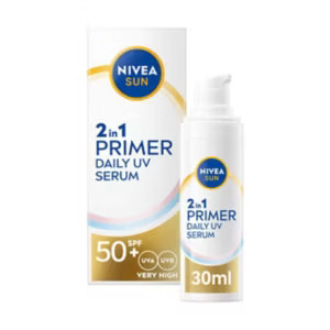 NIVEA SUN UV Face 2in1 Daily Primer Face Serum SPF50+ 30ml | Boots.com