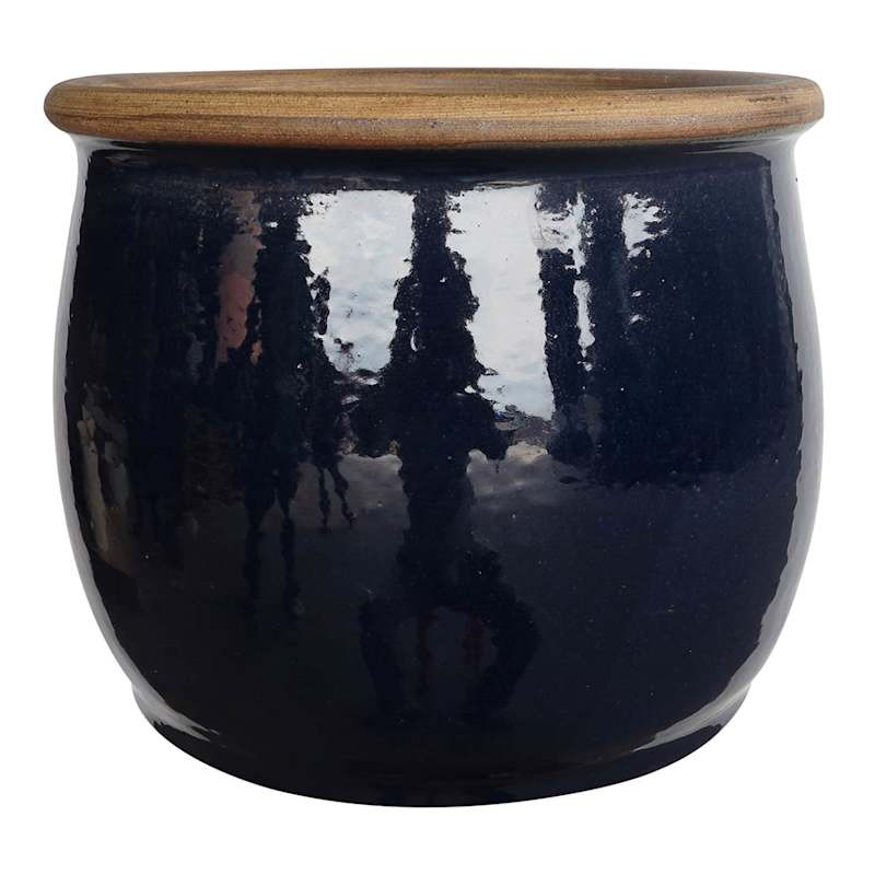 Rolled Blueberry Ceramic Outdoor Planter, Large | At Home