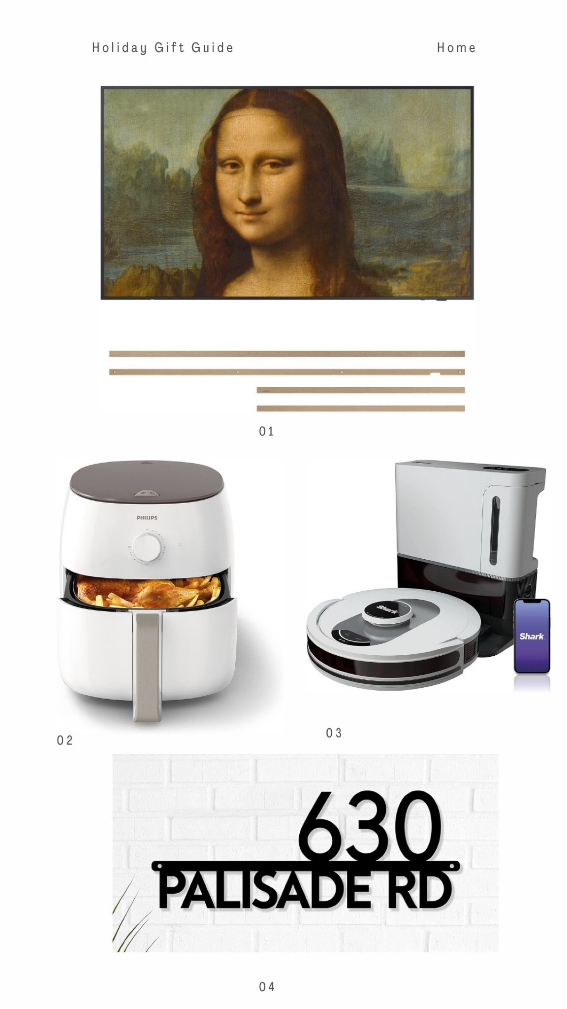 1 - Samsung Frame Smart TV 
2 - Air Fryer 
3 - Shark Robot Vacuum 
4 - Custom Metal House Sign 

#primeday2022

#LTKHoliday #LTKSeasonal #LTKhome