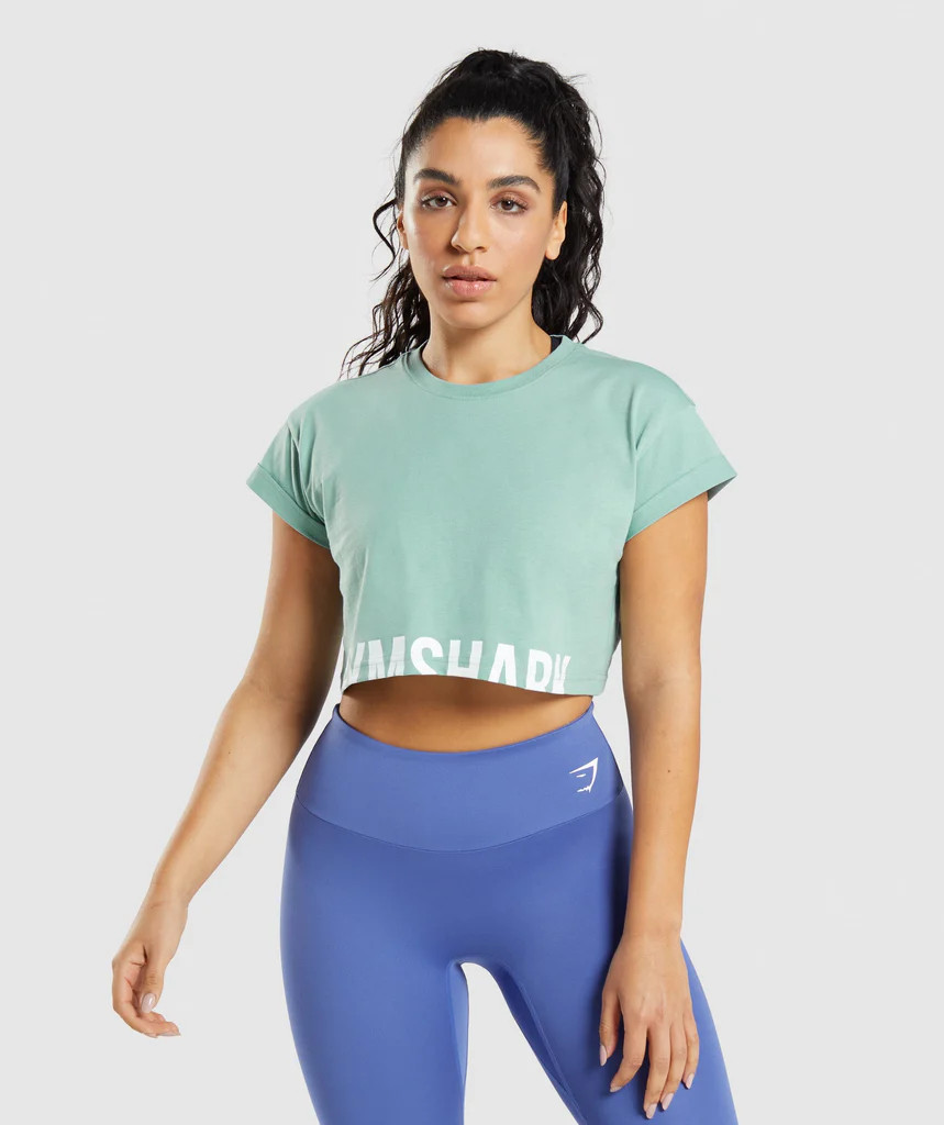 Gymshark Fraction Crop Top - Maya Blue | Gymshark (Global)