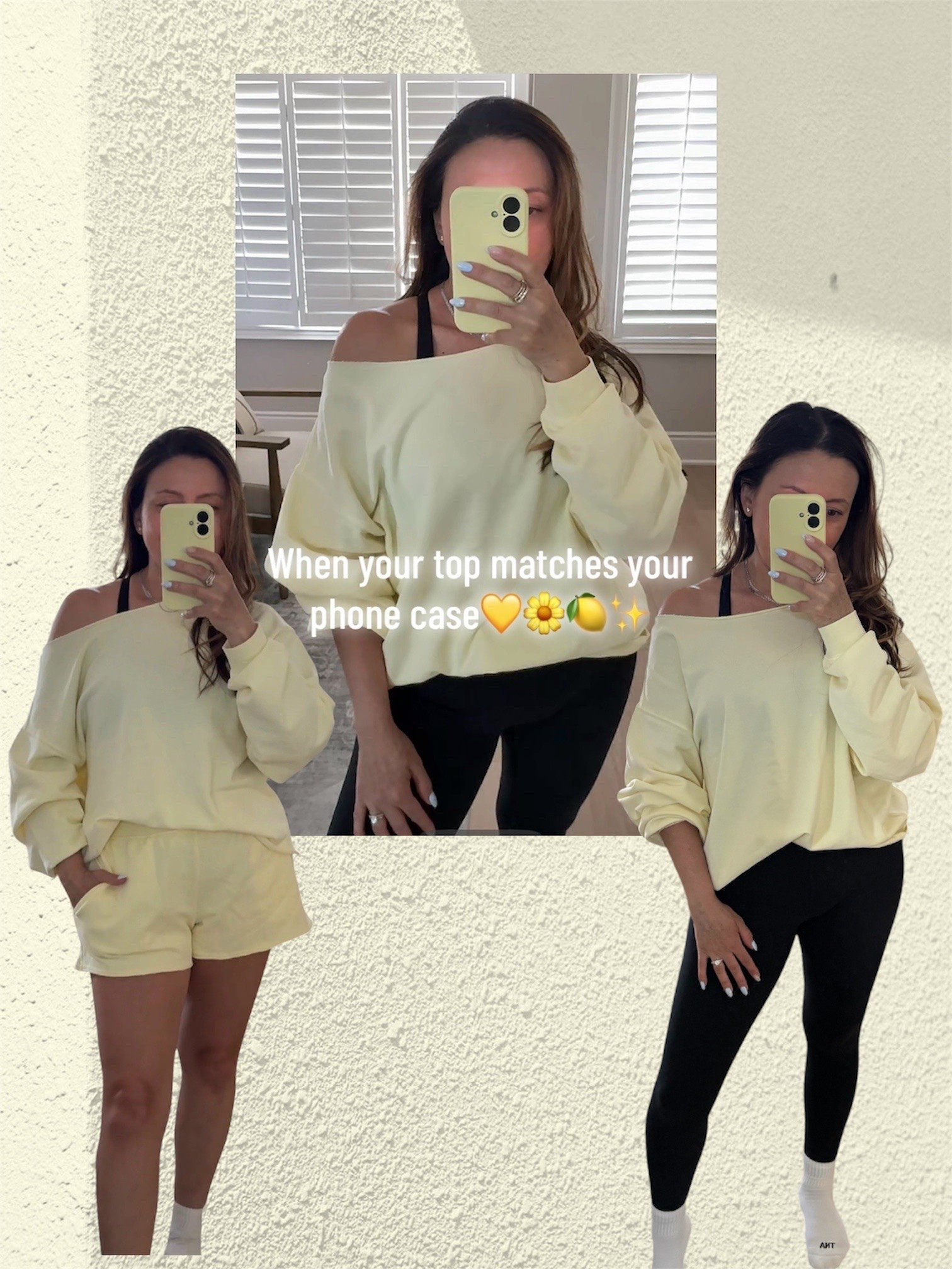 Loving this yellow lately! Matching lounge set & phone case💛✨🌼🍋 
5’2” 12lbs
Top is oversized so size down
Shorts size small
Leggings small 

@Aerie

#LTKcanada #LTKsale #LTKsummer