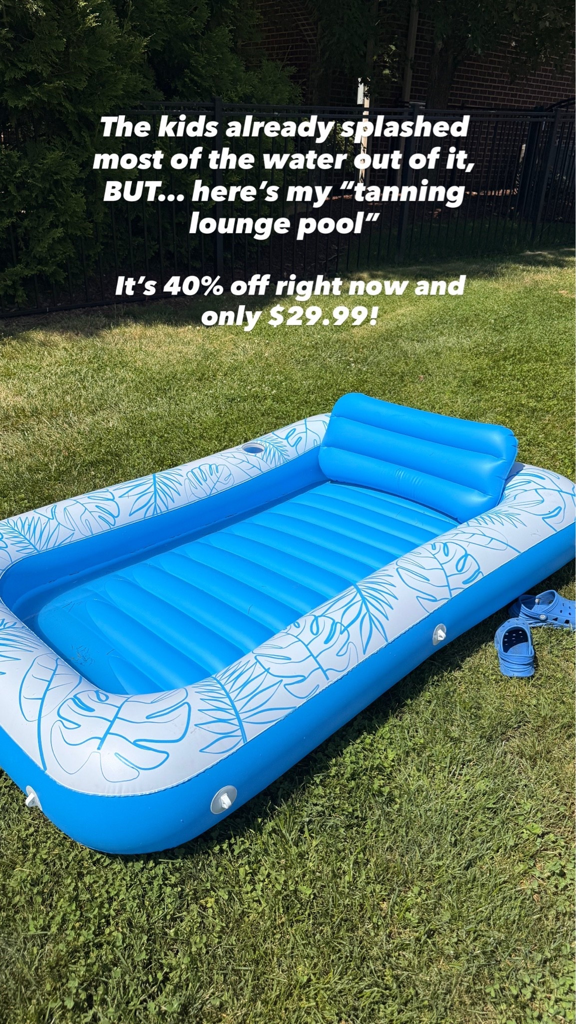 My lil tanning lounge pool. 🌊 ☀️ Only $29.99 right now on Amazon!

#LTKmomlife #LTKSaleAlert #LTKHome