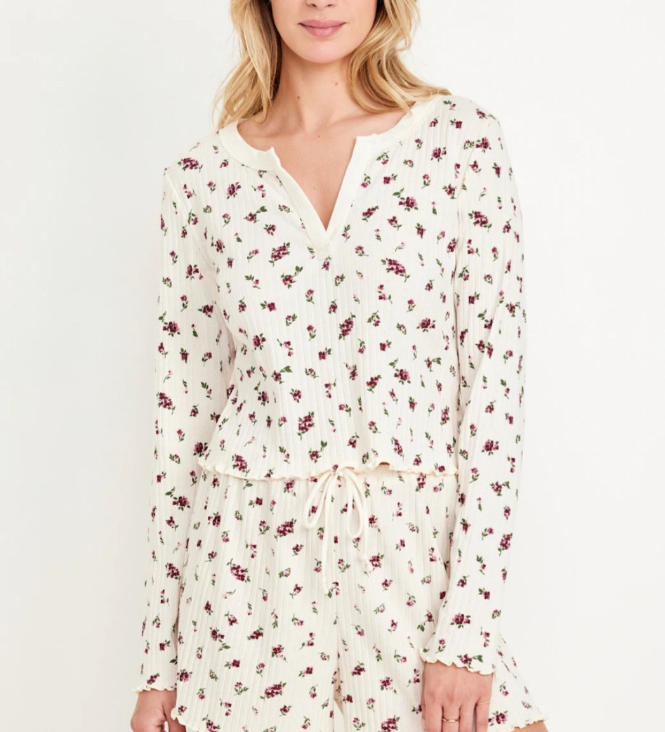 Ditsy Floral Lettuce Trimmed Pajama Shirt 

#LTKFallSale #LTKSaleAlert #LTKPlusSize