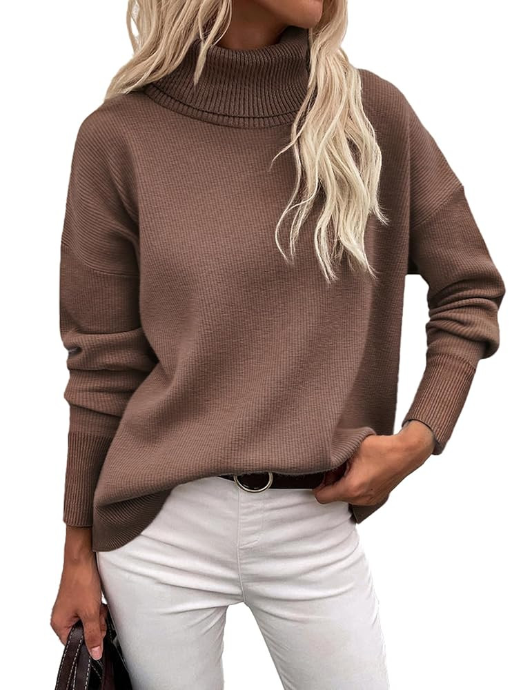 Zeagoo Women's Turtleneck Sweater 2025 Fall Winter Chunky Long Sleeve Knitted High Low Hem Trendy... | Amazon (CA)