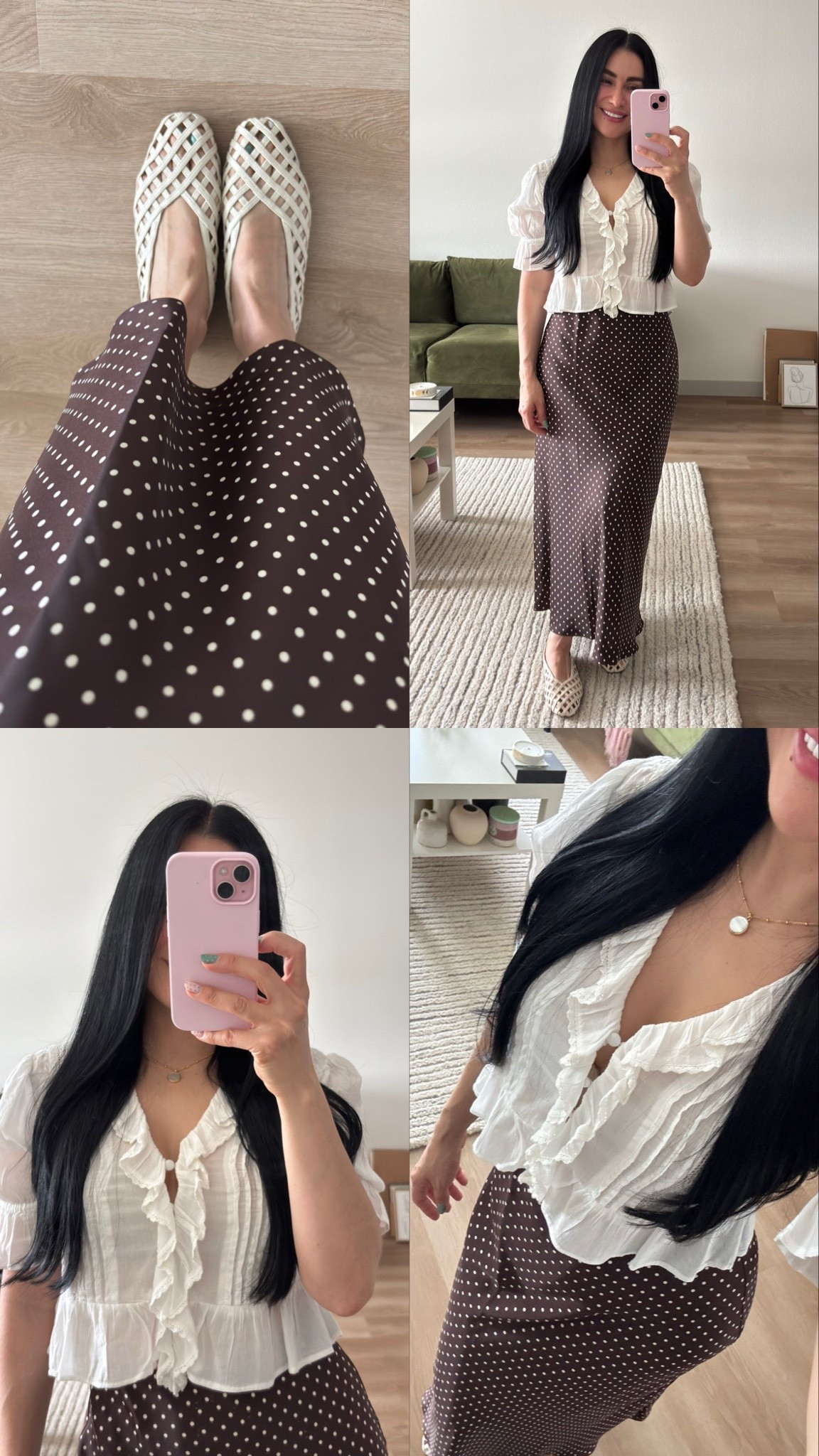 Romantic outfit • Polka dot maxi skirt • Brown polka dots • Feminine blouse • Romantic style • Soft girl aesthetic • Modest outfit • Everyday chic • Casual elegant • Neutral outfit • ✨🤎🤍

#LTKootd #LTKU #LTKPetite