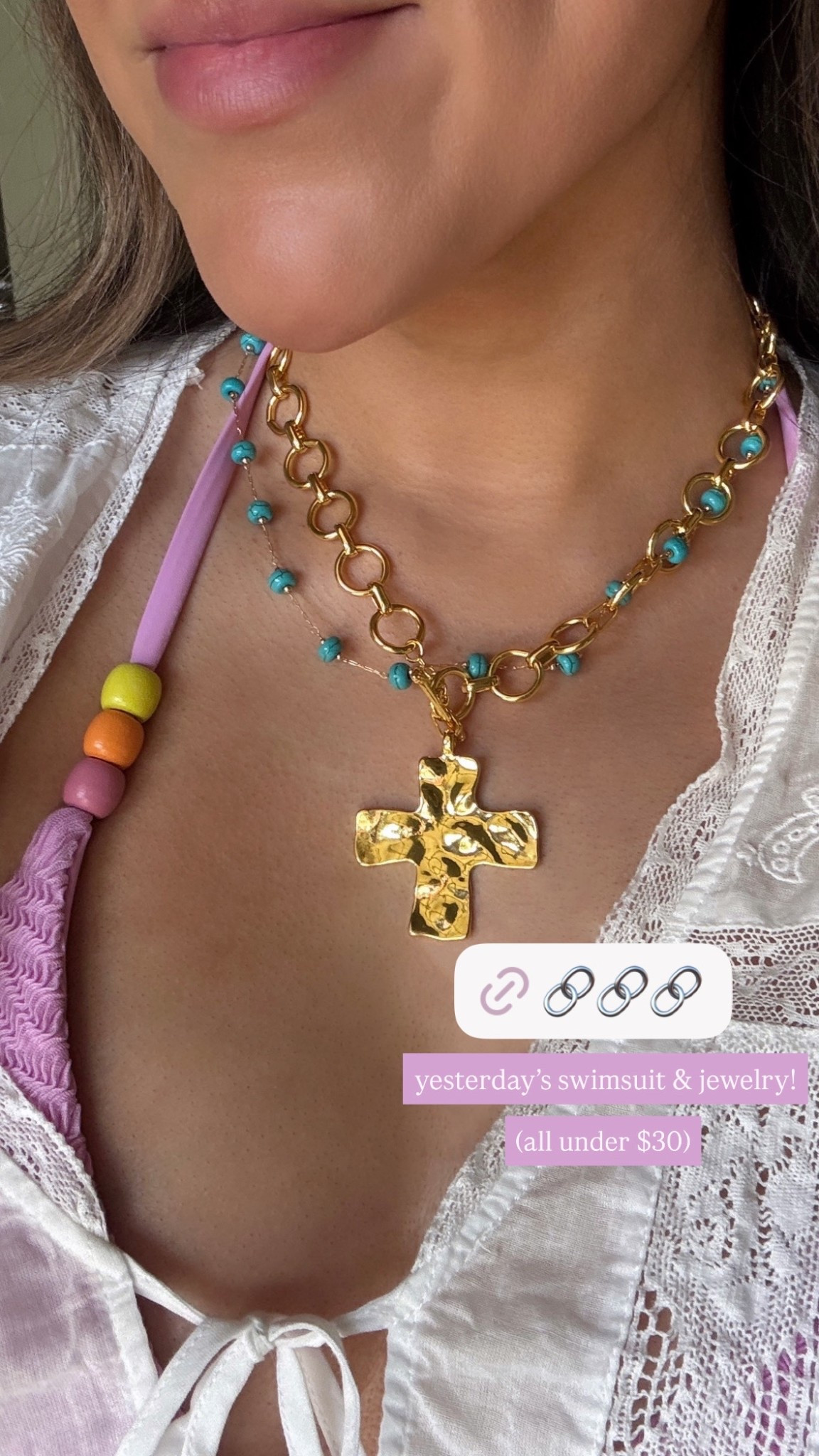 Gold Amazon necklaces and a beaded swimsuit Tj Maxx find! So cute for beach vacation 

#LTKSwim