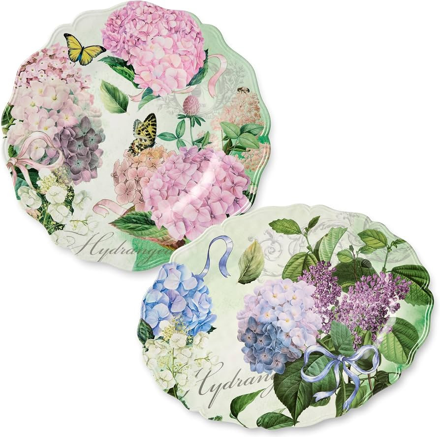 Garden Path Melamine 2pc Platter Set \u2013 14" Round & 18"x13.5" Oval Platters in Pink, Purple, ... | Amazon (US)