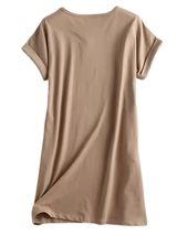 'Samantha' Brown Basic Round Neck T-shirt Mini Dress with Pockets | Goodnight Macaroon