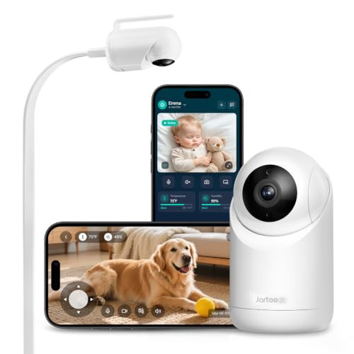 Jartoo 2K Security Indoor Camera & Mount, Work as Baby Monitor, Pet Camera, AI-Powered Detection, No Subscription, 24/7 Recording, Two-Way Audio | Amazon (US)