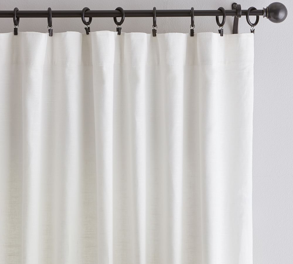 Custom Emery Linen Curtain - White | Pottery Barn (US)