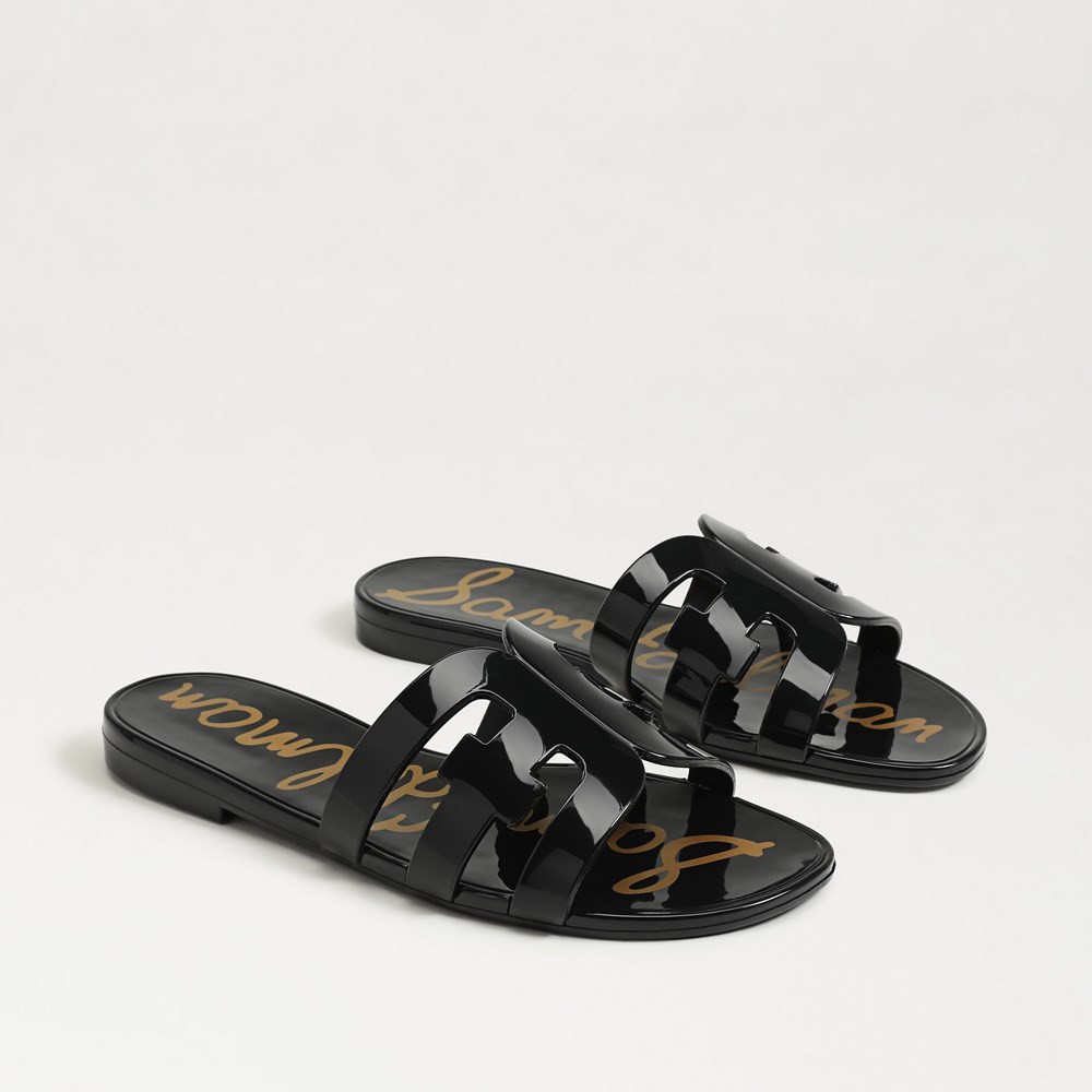 Sam Edelman Bay Jelly Slide Sandal Black Faux Leather 6.0 | Sam Edelman CA