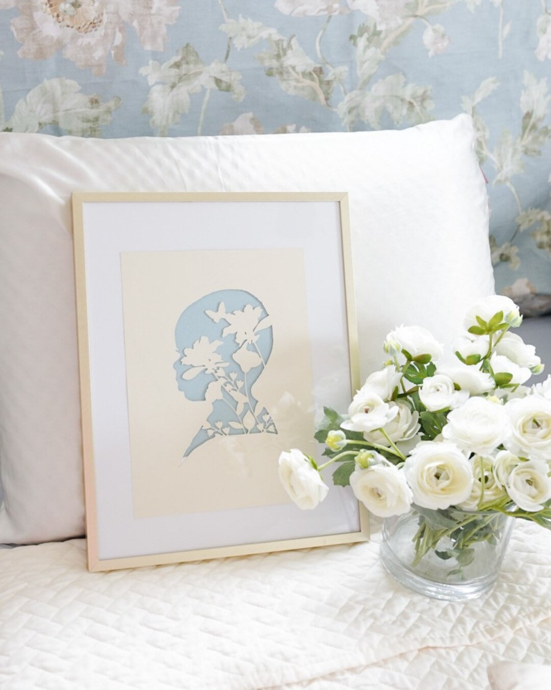 8x10 Custom Floral Paper Cameo Silhouette - Etsy | Etsy (US)