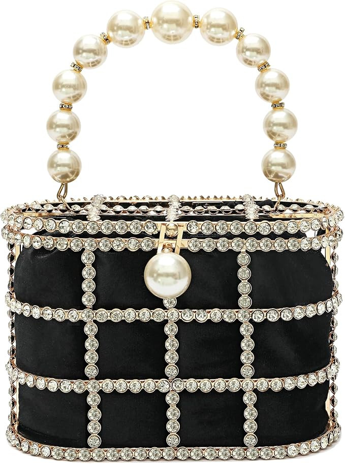 Evening Handbag Women Clutch Purses with Pearl Diamonds for Wedding Prom Birthday Party Dinner Ac... | Amazon (US)