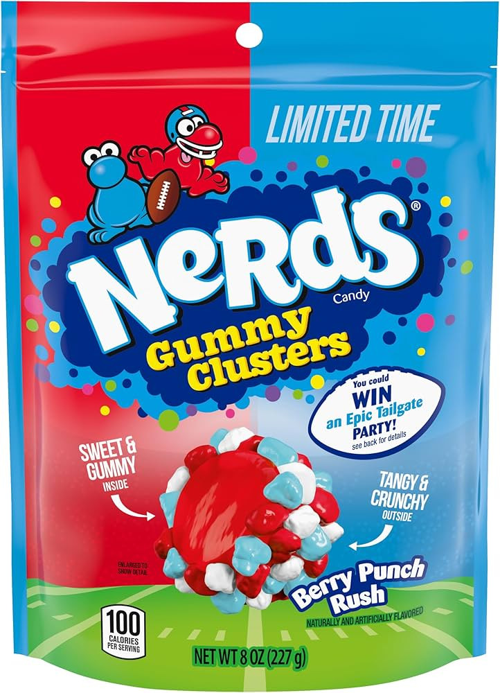 NERDS Gummy Clusters Candy, Berry Punch Rush, Crunchy and Gummy, Game Day Candy, Football Party S... | Amazon (US)