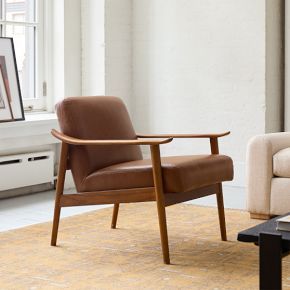 Mid-Century Leather Show Wood Chair | West Elm (US)