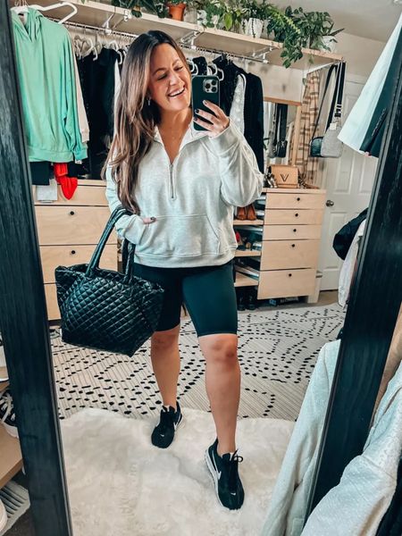 Comfy pink lily athleisure finds wearing an xl in the comfy pullover hooded sweatshirt and xl in the long line bike shorts- bag is also linked code: 20TARYN

#LTKcurves #LTKFind #LTKfit