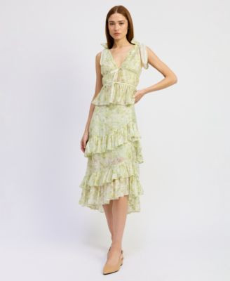 Women's Claire Ruffled Tiered A-Line Midi Skirt | Macy's