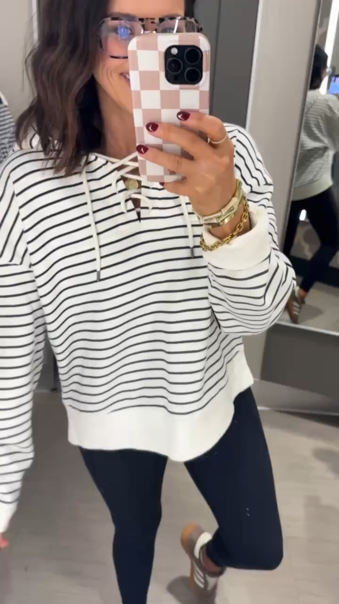 This is the perfect everyday outfit for running errands, travel days, casual weekends on the go. These Leggings paired with a striped crewneck feels comfortable but still looks put together! Target must haves women's everyday wear relaxed outfit easy daily style outfit inspiration target finds affordable fashion finds comfy casual Vintage Pickin 

#LTKmomlife #LTKootd #LTKdayinmylife