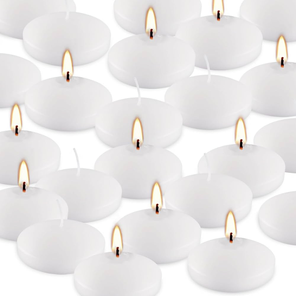 10 Hour Floating Candles, 3'' White Unscented Dripless Wax Discs, for Cylinder Vases, Centerpiece... | Amazon (US)