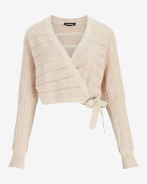 Pointelle Wrap Front Sweater | Express