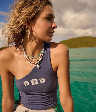 Roxy Hibiscus One-Shoulder Tank Top | Aeropostale