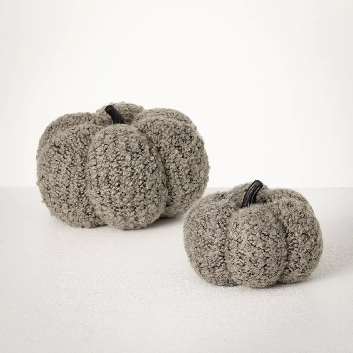Neutral Dark Boucle Pumpkin Gray 5.5"H  Set of 2 | Target