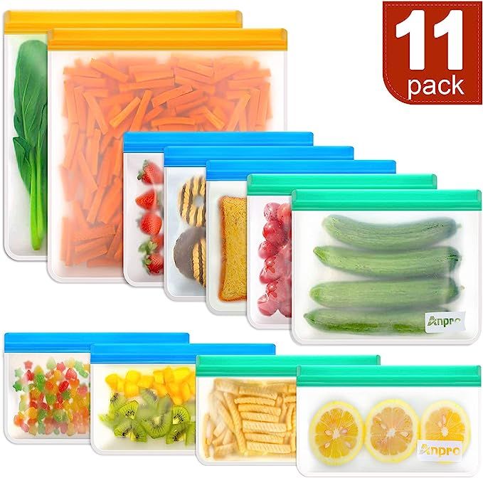 Reusable Food Storage Bags Sandwich - Anpro (11 Pack) Snack Bag for Kids with Double Zipper Seal ... | Amazon (US)