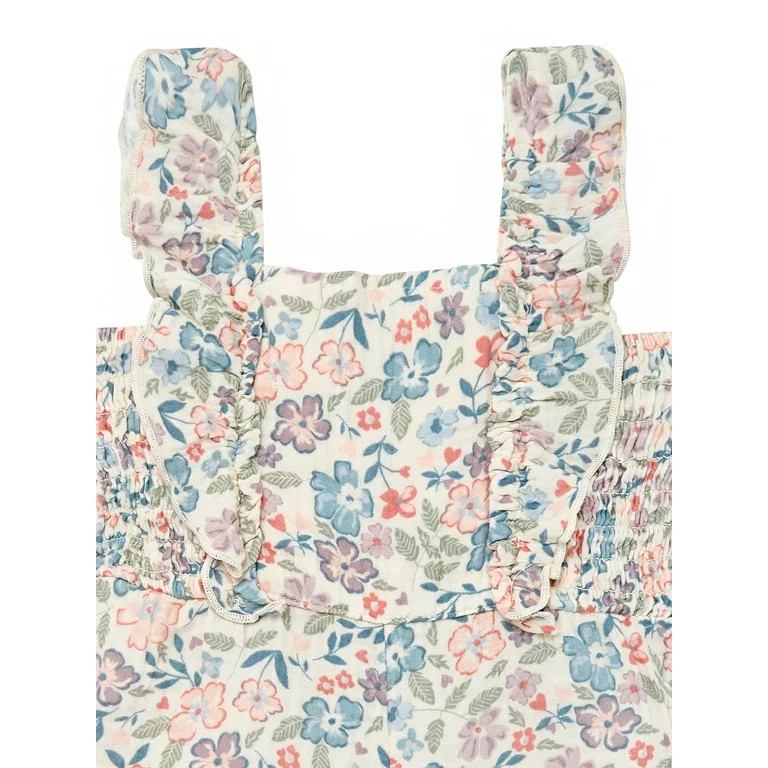 Modern Moments by Gerber Toddler Girl Smock Ruffle Wide Leg Romper, Sizes 12M-5T | Walmart (US)