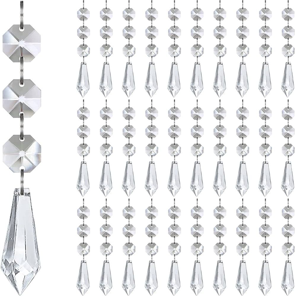 Amazon.com: Jishi Hanging Crystals 30-Pack Centerpieces Decorations Garland Chandelier Crystal Be... | Amazon (US)