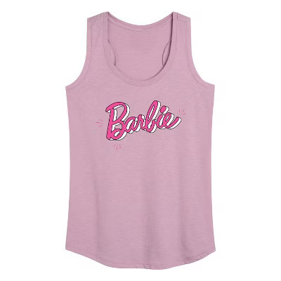 Women's Barbie Sketch Logo Graphic Racerback Tank - Heather Orchid - Small | Target