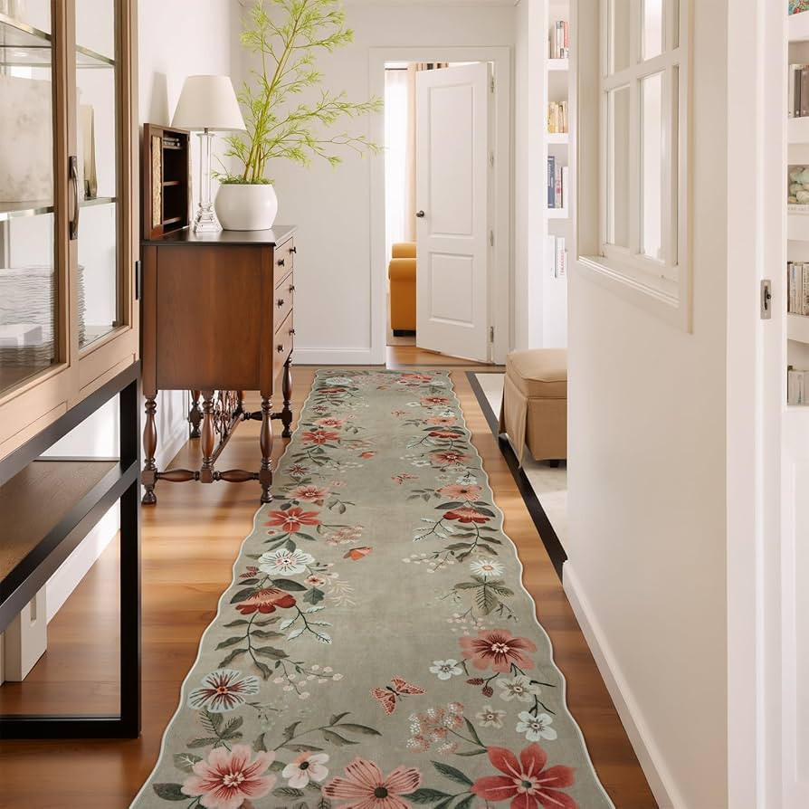 Lahome Floral Hallway Runner Rug Non Slip, 2'6''x10' Soft Washable Runners for Hallways Ultra-Thi... | Amazon (US)