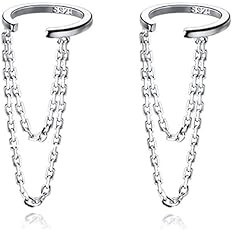 Reffeer Solid 925 Sterling Silver Cuff Earrings Chain for Women Girls Cartilage Wrap Earrings Hel... | Amazon (US)